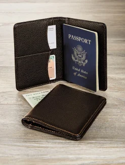 Levenger Bomber Jacket + RFID Passport Holder Mocha New