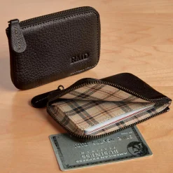 Levenger Bomber Jacket Zip Card Wallet Mocha Discount