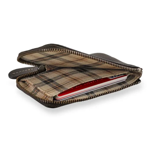 Levenger Bomber Jacket Zip Card Wallet Mocha Discount