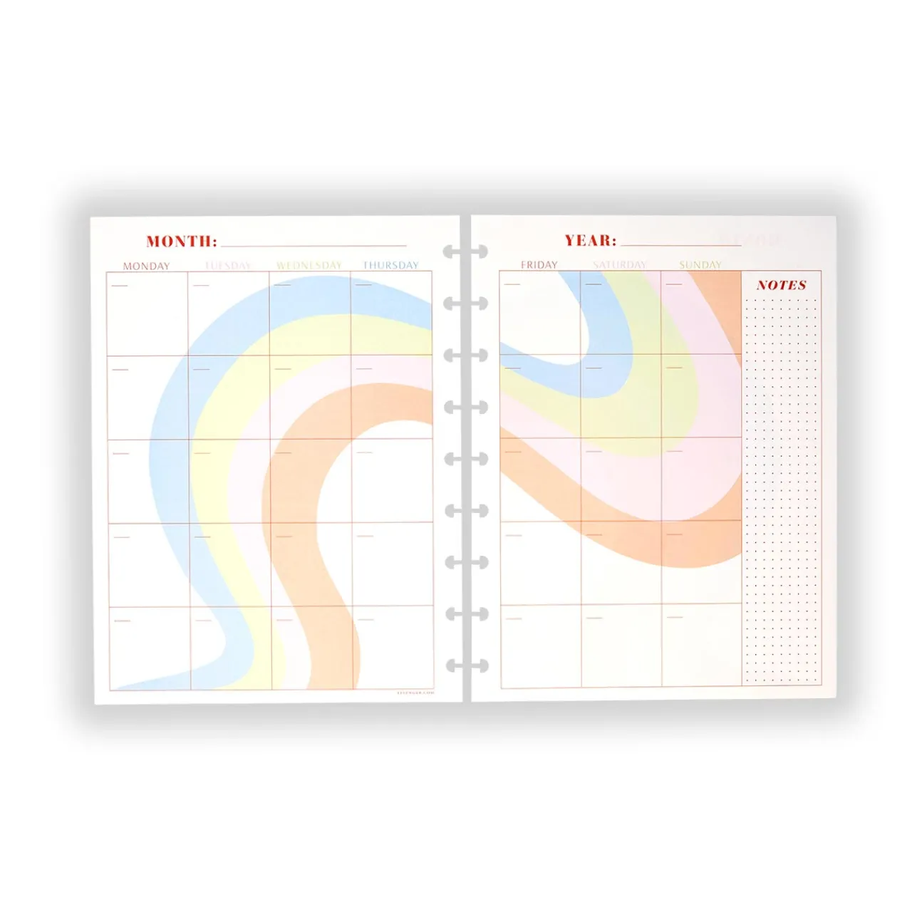 Levenger Circa Colorfull Weekly/Monthly Undated Agenda Refill (40 sheets) Clearance