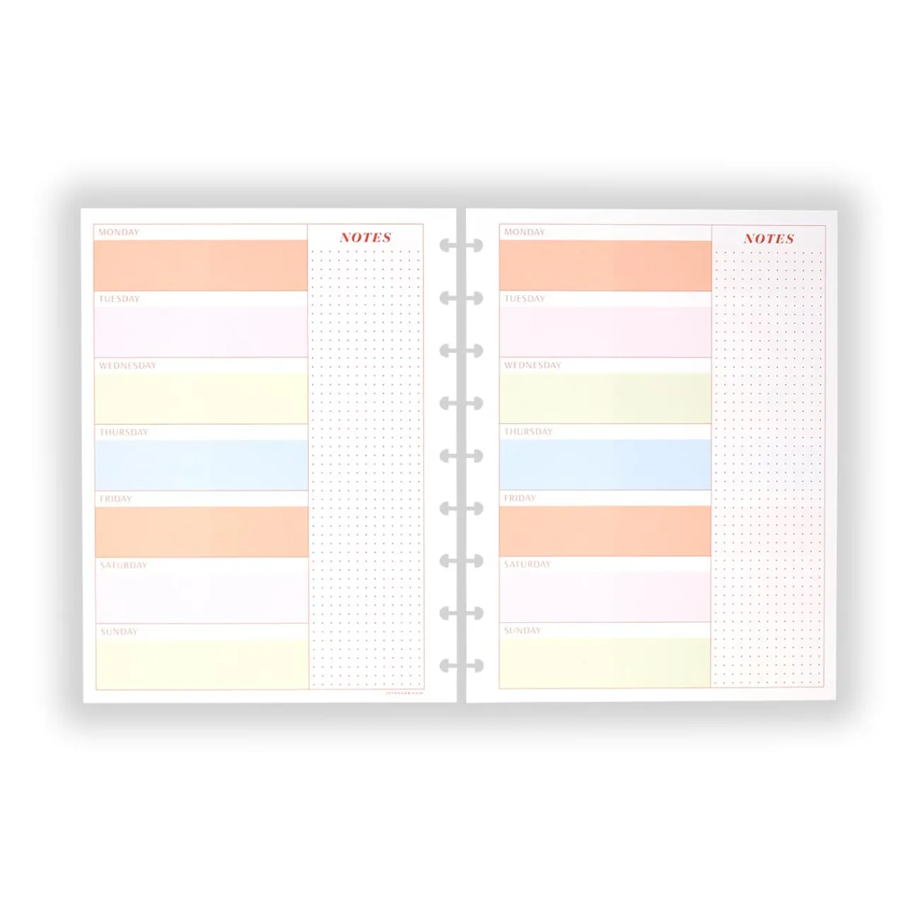 Levenger Circa Colorfull Weekly/Monthly Undated Agenda Refill (40 sheets) Clearance