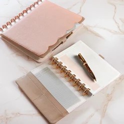 Levenger Circa Scalloped Foldover Notebook Taupe/Pink Best