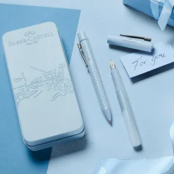 Levenger Faber-Castell Sky Blue Grip Pen Gift Set New