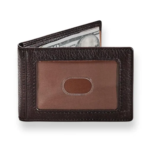 Levenger Front Pocket Privacy Bifold Wallet with Money Clip Espresso