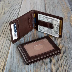 Levenger Front Pocket Privacy Bifold Wallet with Money Clip Espresso