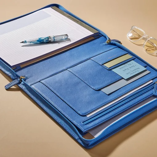 Levenger Leather Ambi-Flex Folio Riviera Blue Discount