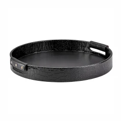 Levenger Leather Wrapped Bar Tray New