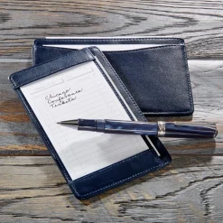Levenger Luxe Leather Pocket Briefcase Midnight Blue Clearance