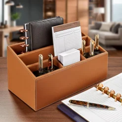 Levenger Morgan Leather Desk Unifier Tan Outlet