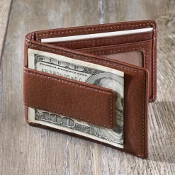 Levenger Privacy BiFold Money Clip Wallet Brandy Online