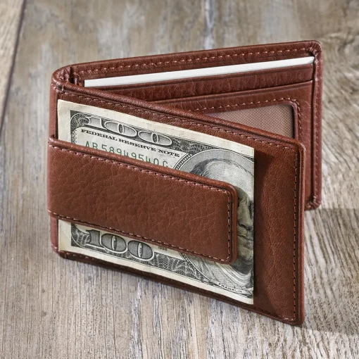 Levenger Privacy BiFold Money Clip Wallet Brandy Online