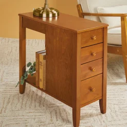 Levenger Tech Enhanced No-Room-For-A-Table with Drawers Cherry Wood New