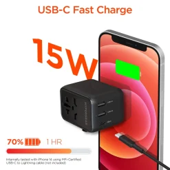 Levenger Universal Traveler Adapter with USB C Black Discount